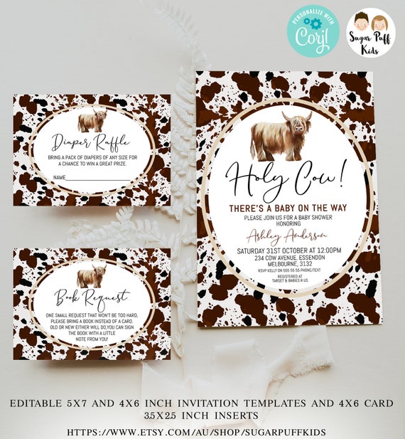 Printable Highland Cow Baby Baby Shower Invite (Download Now) 