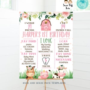 Poster di pietra miliare della fattoria floreale rosa, poster di pietra miliare del primo compleanno dell'aia rosa, poster di pietra miliare del cortile della fattoria, tavola di pietra miliare della fattoria, pietra miliare