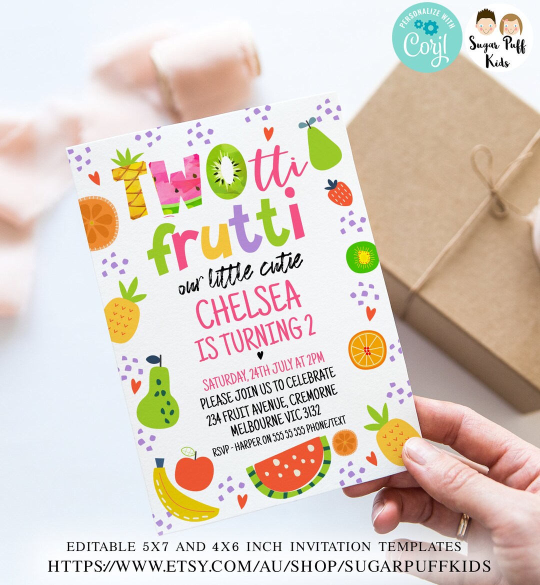 PRINTABLE Twotti Frutti Birthday Party Invitation, Girl's Fruity ...