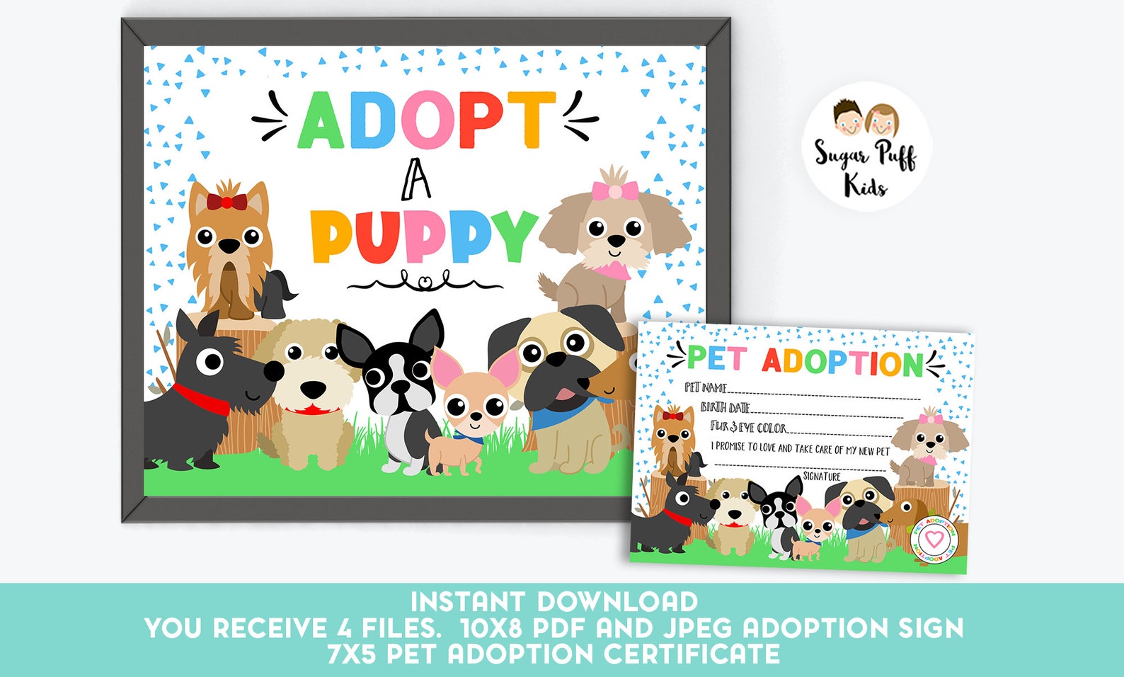 Instant Download Adopt a Puppy Sign and Certificate Adopt a - Etsy ...