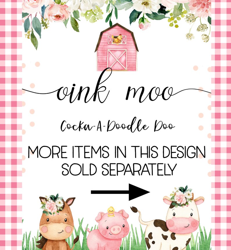 Printable Pink Farmyard Party Sign, Instant Download Floral Farm Table Top Sign, Pink Barn Farm Party Decor, Printable Barnyard Party Sign image 4