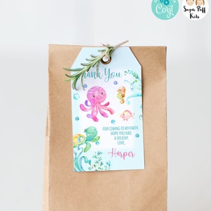 Editable Under the Sea Favor Tag, Printable Octopus Birthday Party Tag, Instant Download Sea Creatures Birthday Favor Tag, Under Sea Party