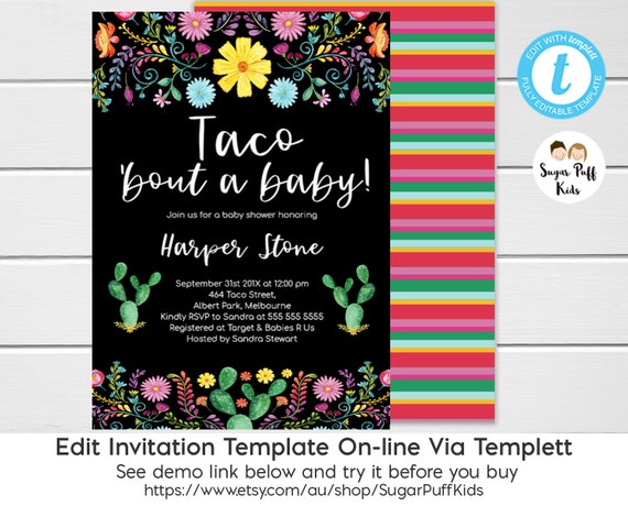 Fiesta Mexican Baby Shower Invitation, Mexican Baby Shower invitation girl, Mexican baby shower invite, Mexican Baby Shower Invite, Templett Il_570xn