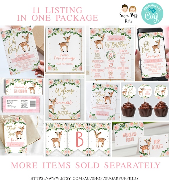 Oh Deer Birthday Party Printable Package, Instant Download Oh Deer ...