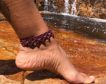 Tobillera de macramé, estilo bohemio chic indio, joyería de playa ajustable, elige tu color