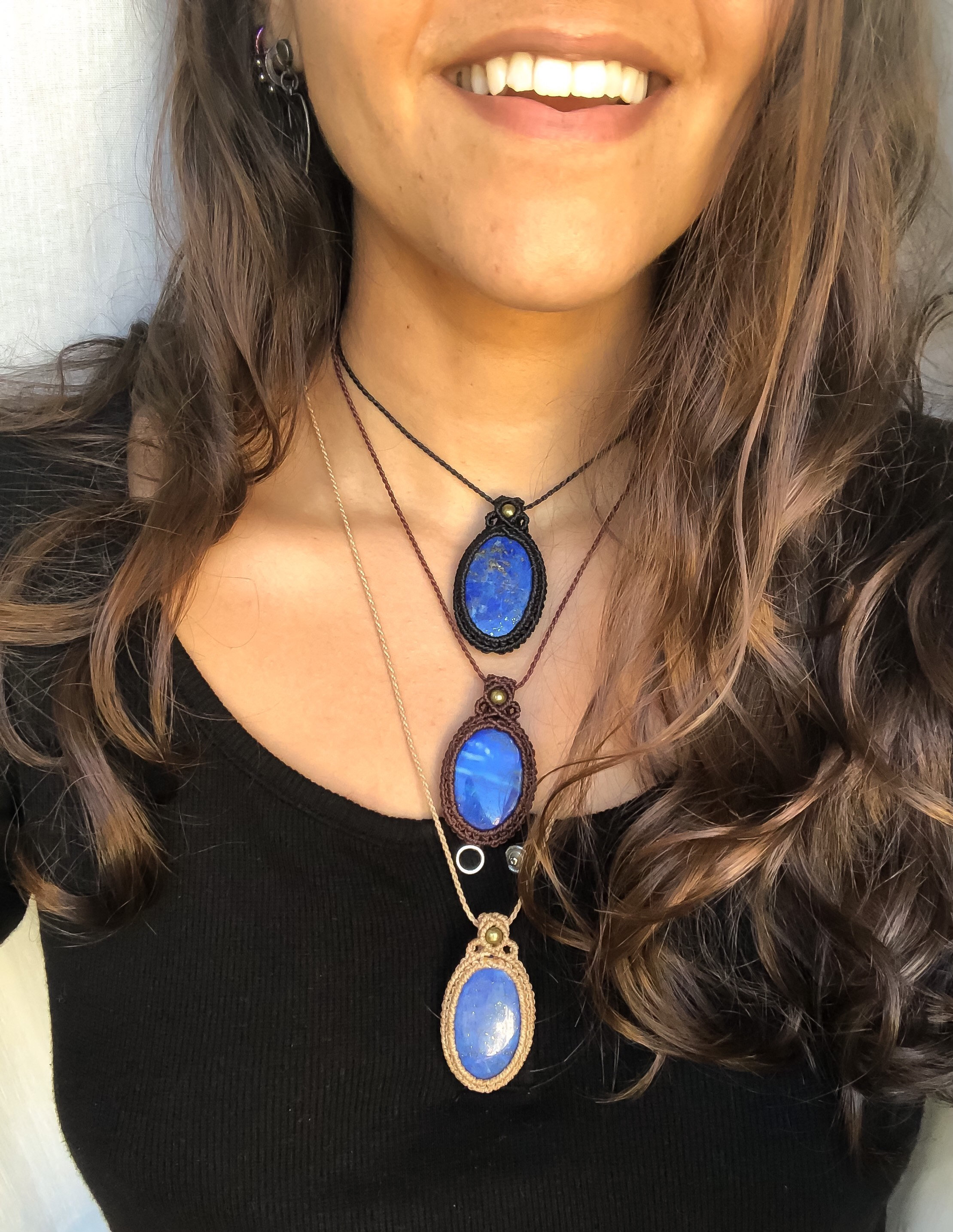 『星蘭』ラピスラズリのマクラメペンダントネックレス 星蘭』ラピスラズリのマクラメペンダントネックレス 星蘭