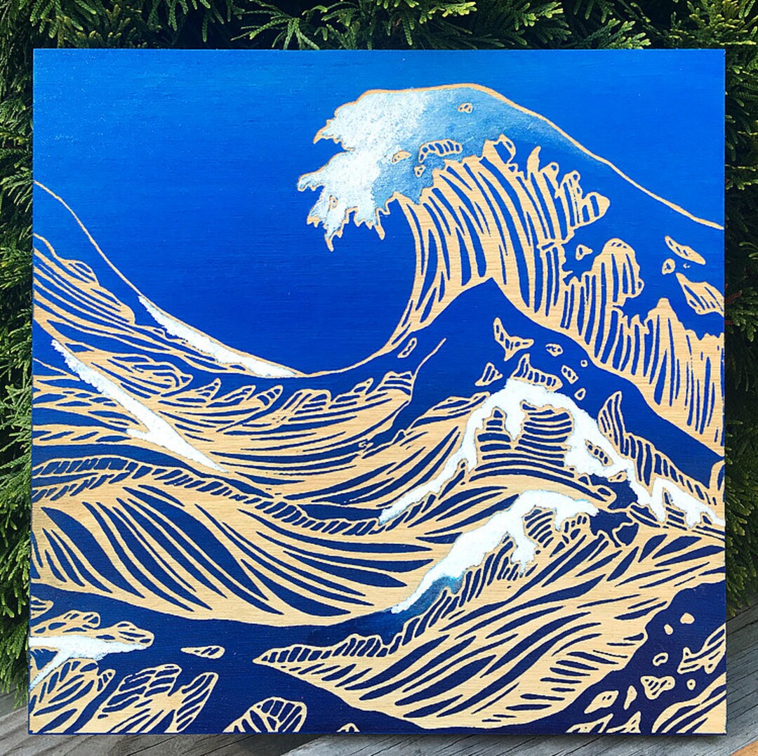 Crashing Waves Wall Hanging Japanese Waves Wall Hanging Etsy