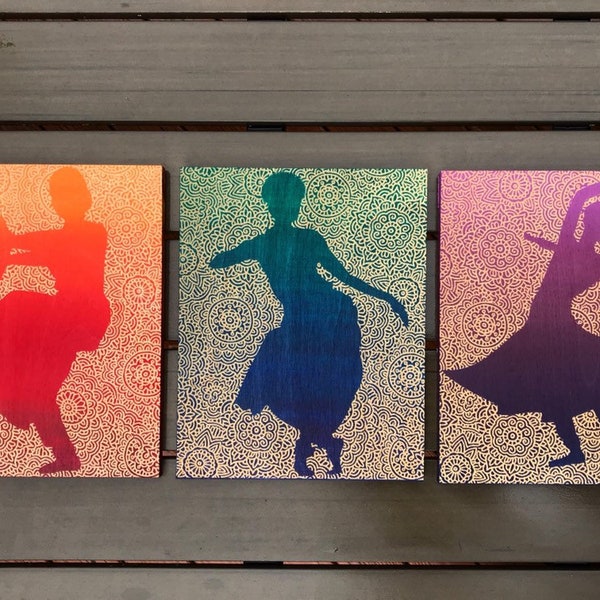 4 x 6 Danses de l’Inde- Bharatnatyam - Odissi -Kathak - Décor indien- Dance Wall Art- Gravé Wall Art