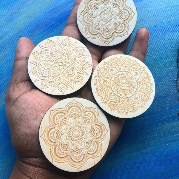 Color-Your-Own Mandala Magnet Set (conjunto de 4)- media de relleno regalo- pequeño regalo