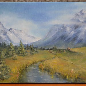 Mountains in the fog, Oil painting original, Mountains, Landscape
