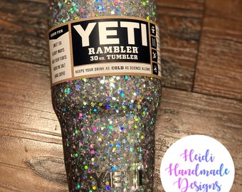 Chunky Glitter Tumbler | Personalized Silver Holographic Travel Mug | Custom Cup |