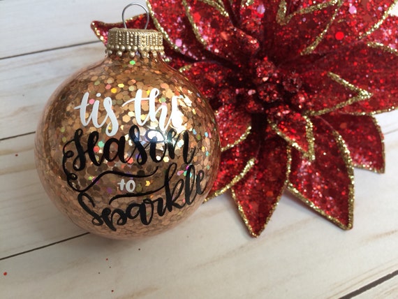Tis The Season To Sparkle Ornament Gold Glitter Holographic Etsy