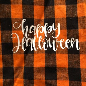 Buffalo Plaid Halloween Towels Cotton Pumpkin Jack O Lanter Kitchen Linen Happy Halloween Decor Farmhouse Orange and Black Hand Towel image 5