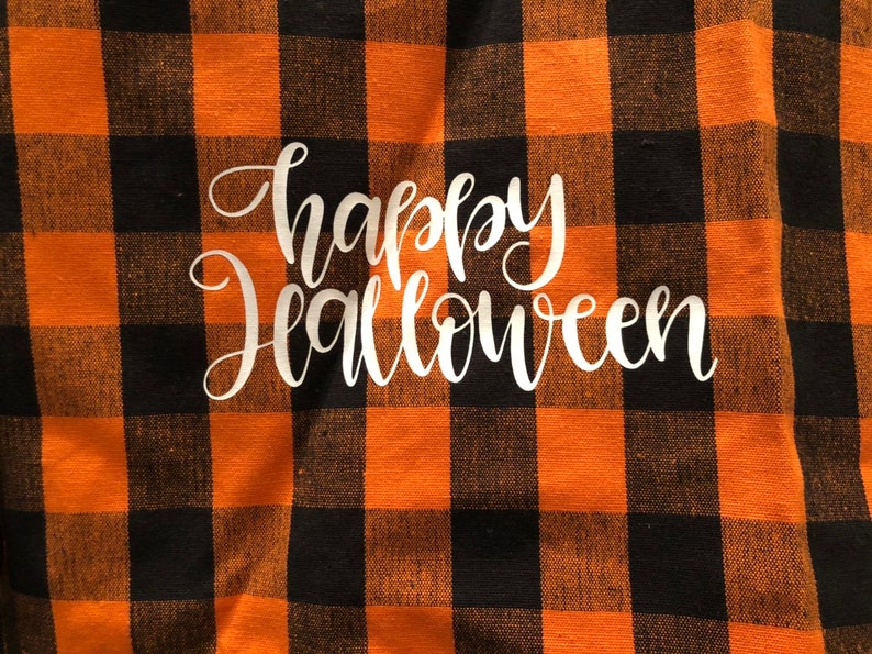 Buffalo Plaid Halloween Towels Cotton Pumpkin Jack O Lanter Kitchen Linen Happy Halloween Decor Farmhouse Orange and Black Hand Towel image 5