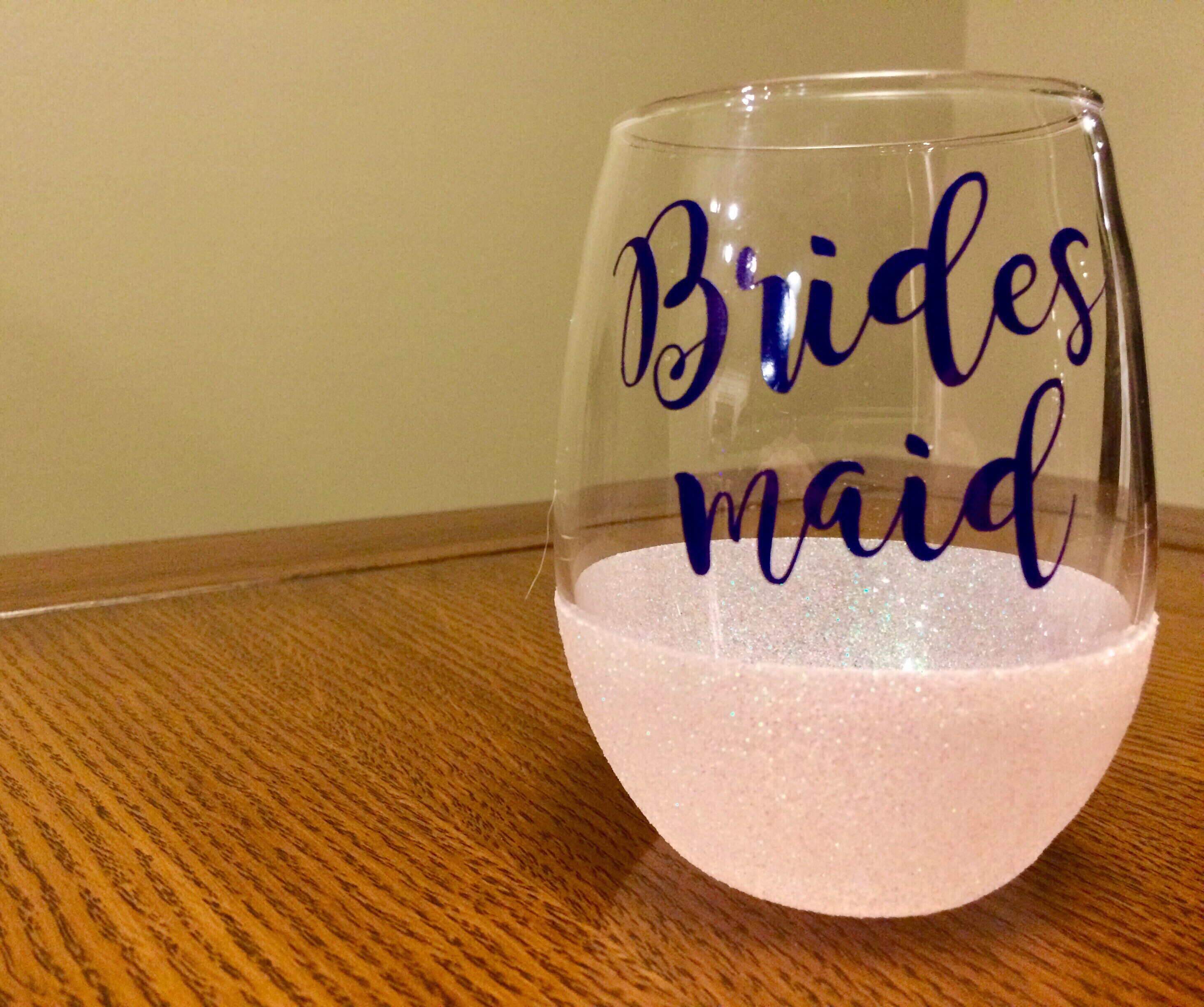 Bridesmaid Stemless Glittered Wine Glass Bridesmaid Proposal Etsy