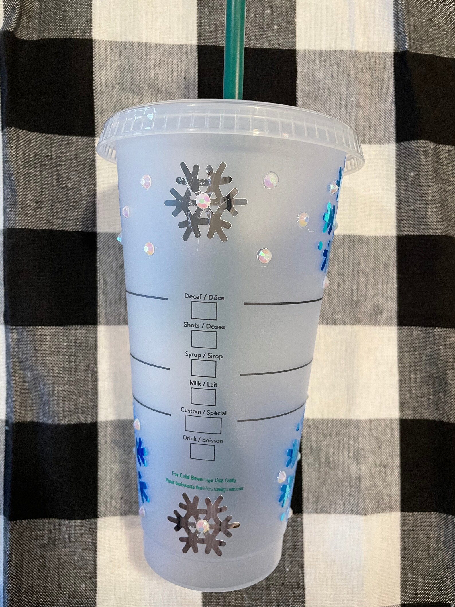 Starbucks Rhinestone Cold Cup Snowflake Opal Silver Plastic Etsy