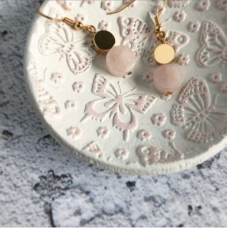 Pinch Bowl Wedding Ring Holder Jewelry Dish Butterfly Clay Trinket Dish Embossed Clay For Her Ring Dish Papillon Jewellery Plate