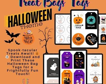 Printable Halloween Treat Bag Tags: Spooky DIY Labels (Instant Download)