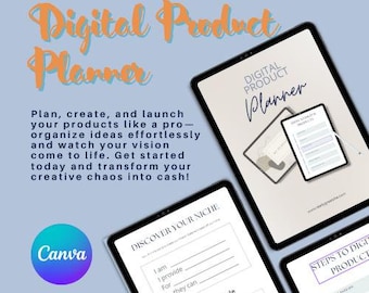 Digital Product Planner Canva Template: Editable Organizer