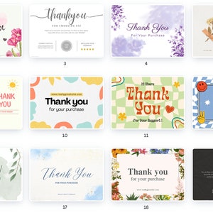 20 modelos editáveis de cartões de agradecimento para pequenas empresas – designs personalizáveis no Canva de alta demanda feitos para você
