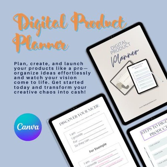Digital Product Planner Canva Template: Editable Organizer
