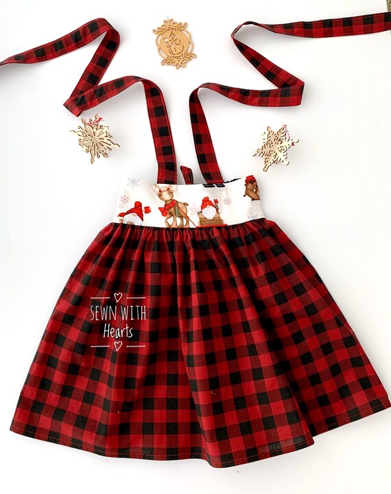 buffalo plaid suspender skirt
