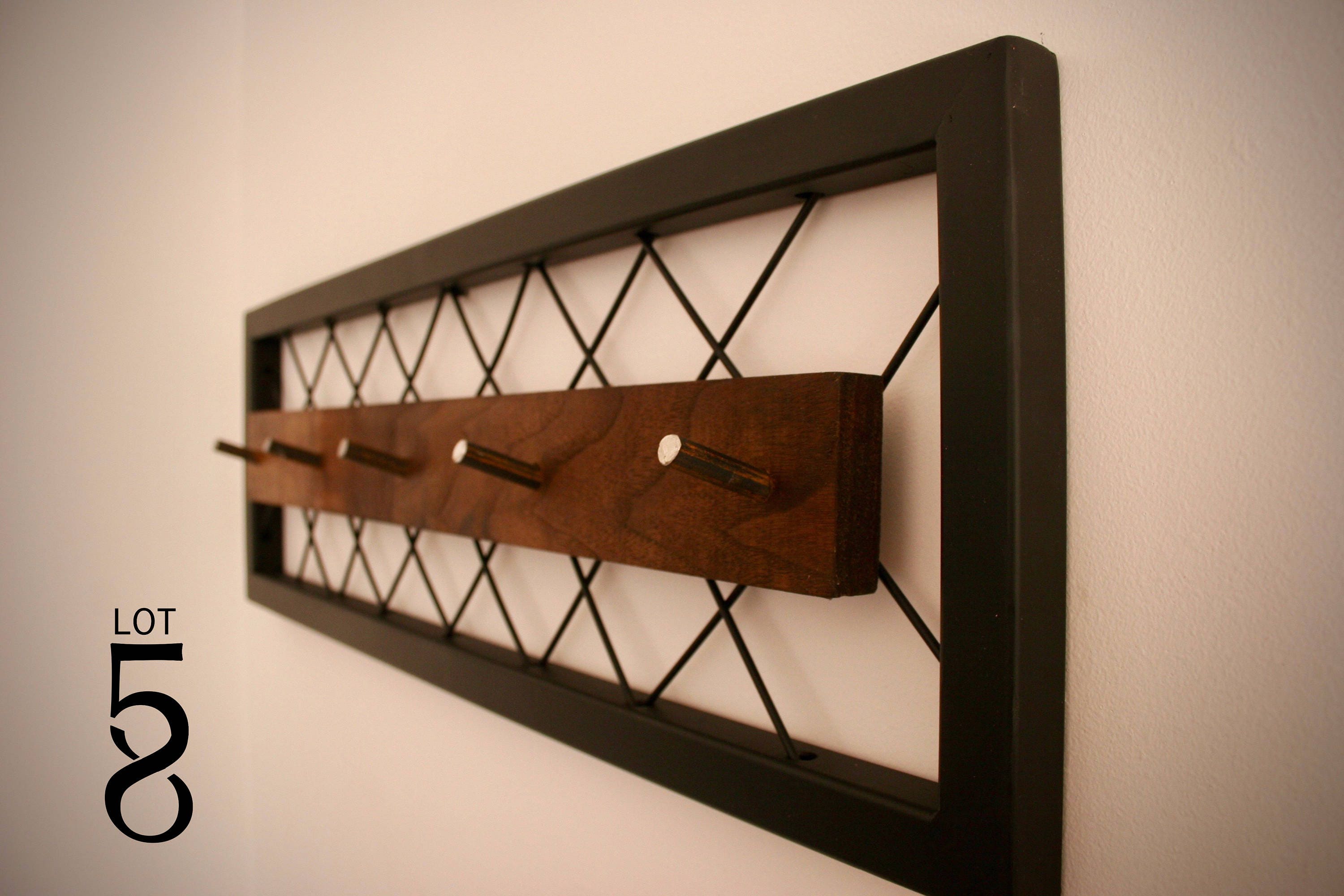 ON SALE 36 Steel Walnut Industrial Wall Coat Rack Etsy