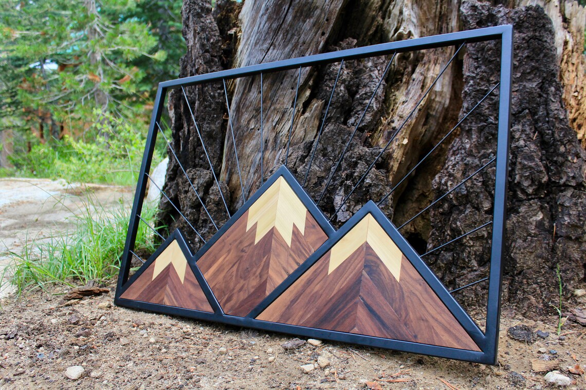 Mountain Wall Art / 2'x3' / Wood and Metal / Steampunk Etsy