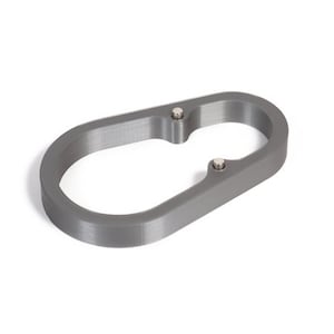 May include: A gray plastic ring with two small metal fasteners. The ring is oval shaped and has a smooth surface.