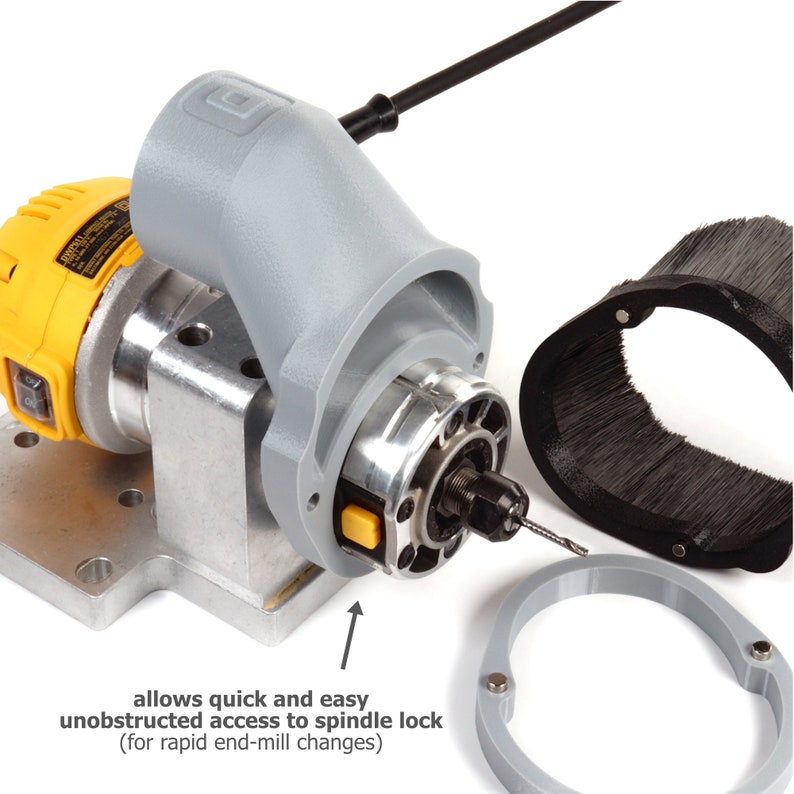 Stingray 69mm Dust Shoe, fits DeWalt DWP611 spindle for CNC Routers: Avid, Bobs CNC, Genmitsu, OpenBuilds, Shapeoko and more image 2