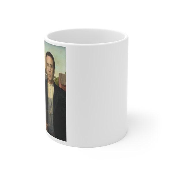 American Gothic (nightmare) - Terrifying Nicolas Cage White Ceramic Mug