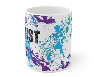 Artist coffee mug, gift for artists, colorful art mug, artwork mug, artist gift, paint mug, birthday gifts, artist coffee gifts