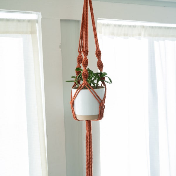 HELIX / Chunky Twist Macrame Plant Hanger in Rust