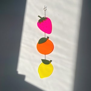 Fruits by the Foot Wall Art, Strawberry, Orange, Lemon, Retro Acrylic Art