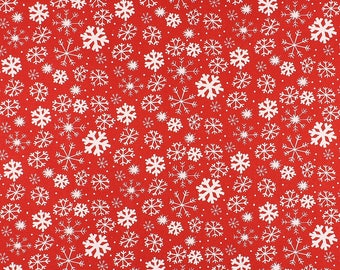 One Metre of Snowflake Soft Furnishing Fabric in Red