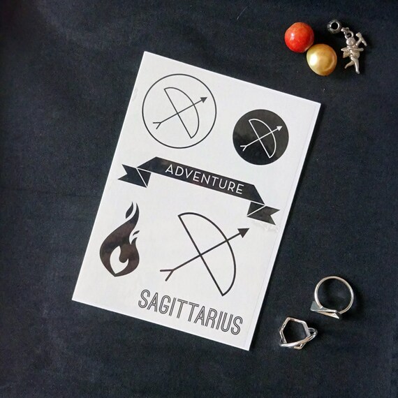 Signe Astrologique Temporaire Tatouages Ensemble Sagittaire Tatouage Temporaire Tatouage Zodiaque Sagittaire Tatouage Larcher Tatouage De