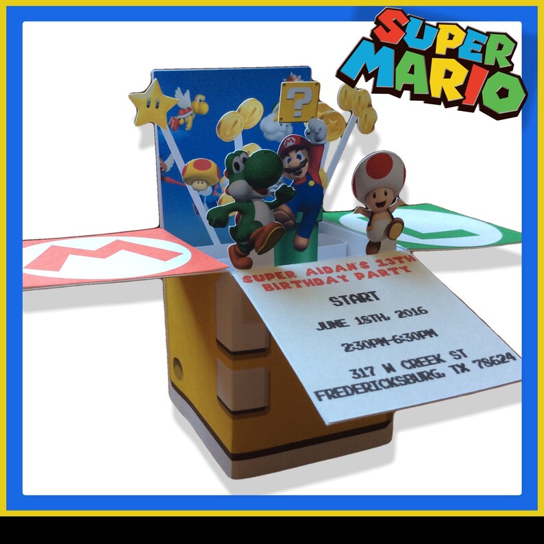 Super Mario pop up box Invitations