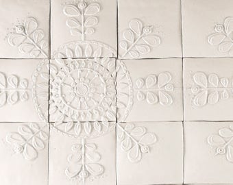 Big Flower handmade porcelain tile panel