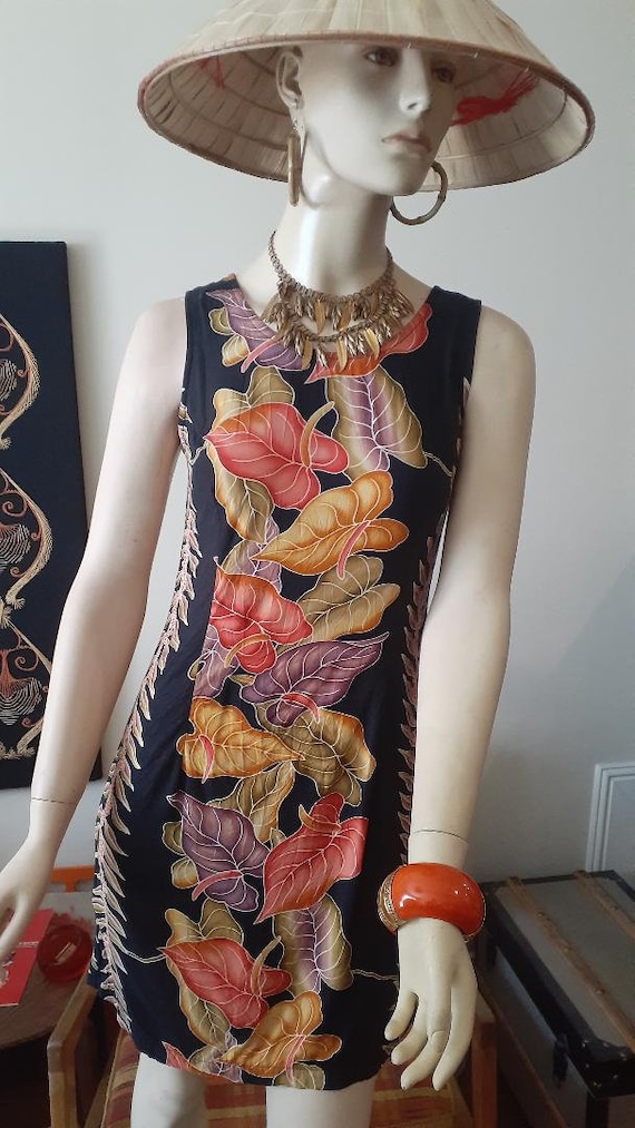 Twins! Two Vintage Hawaiian Shift Dress Anthurium 