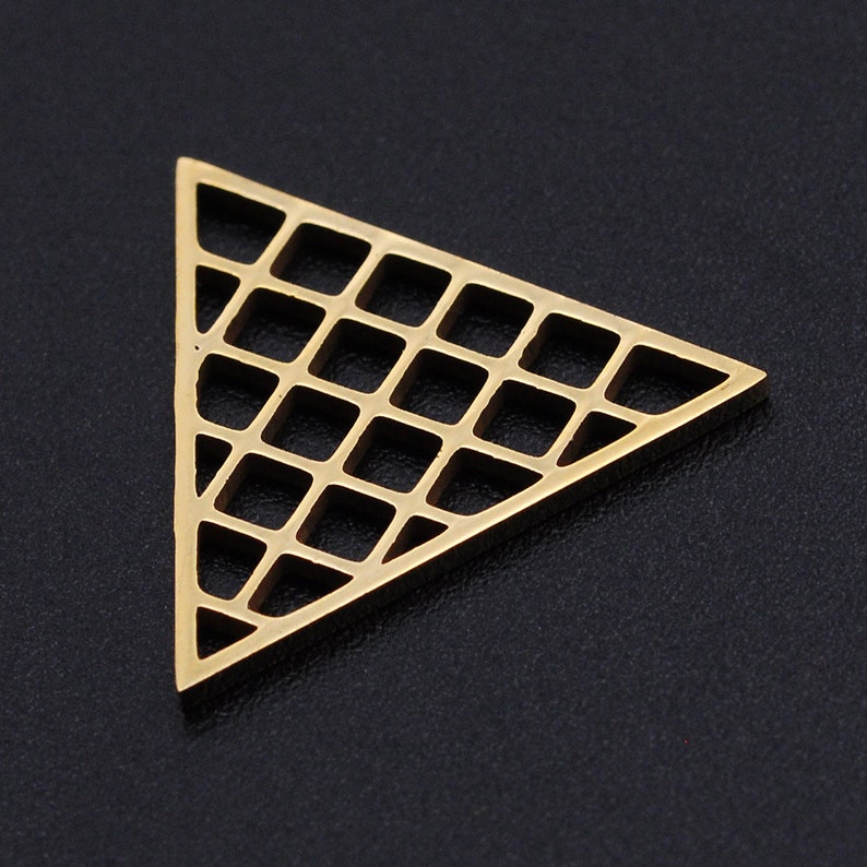 Golden Hollow Grid Triangle Connector Stainless Steel Charms Jewellery Making Pendant Charms Finding Supplies Wholesale JN905-2x5