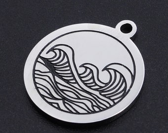 Sea Wave Stainless Steel Charms Jewellery Making Pendant Charms Finding Supplies Wholesale JN800x5