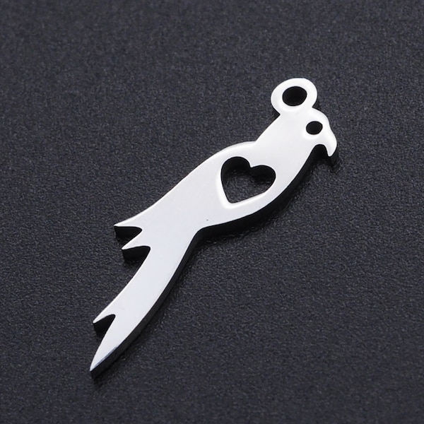 Parrot Stainless Steel Charms Jewellery Making Pendant Charms Finding Supplies Wholesale JN837-1x5