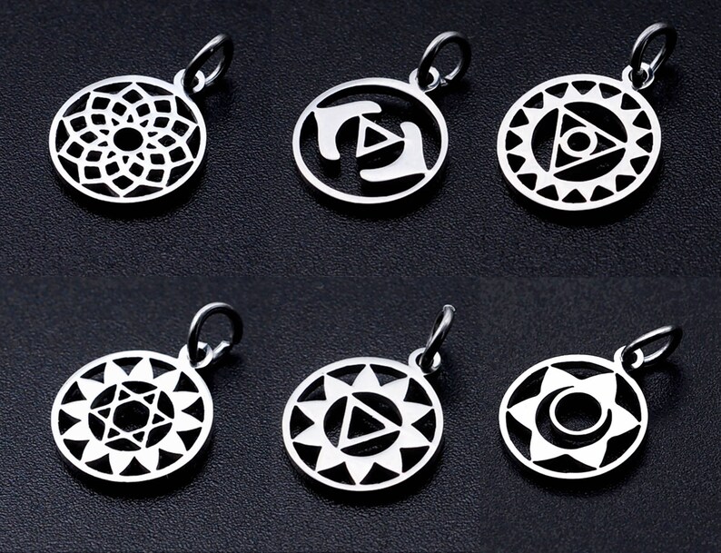 Yoga Chakra Stainless Steel Charms Jewellery Making Pendant Etsy