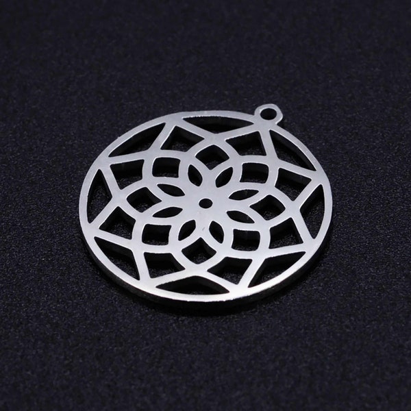 Lotus Dreamcatcher Stainless Steel Charms Jewellery Making Pendant Charms Finding Supplies Wholesale JN