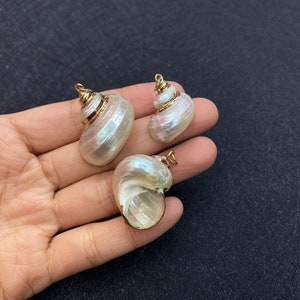 Natural Unique Shape Gold plated Shell Pendants Seashell Charms H000-30