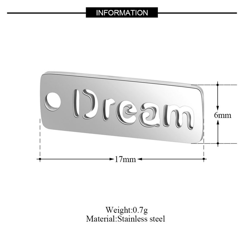 DREAM Stainless Steel Charms Jewellery Making Pendant Charms Etsy