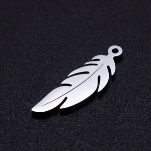 Feather Stainless Steel Charms Jewellery Making Pendant Charms Finding Supplies Wholesale JN