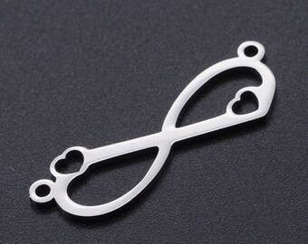 Infinity Symbol Heart Connector Stainless Steel Charms Jewellery Making Pendant Charms Finding Supplies Wholesale JN774-1x5