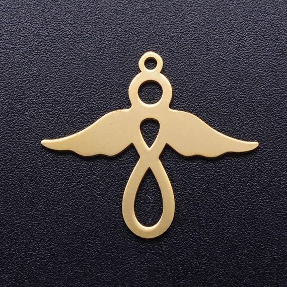 Golden Flying Angel Connector Stainless Steel Charms Jewellery 