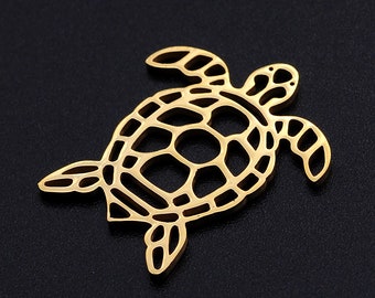 Golden Sea turtle Stainless Steel Charms Jewellery Making Pendant Charms Finding Supplies Wholesale JN869-2x5